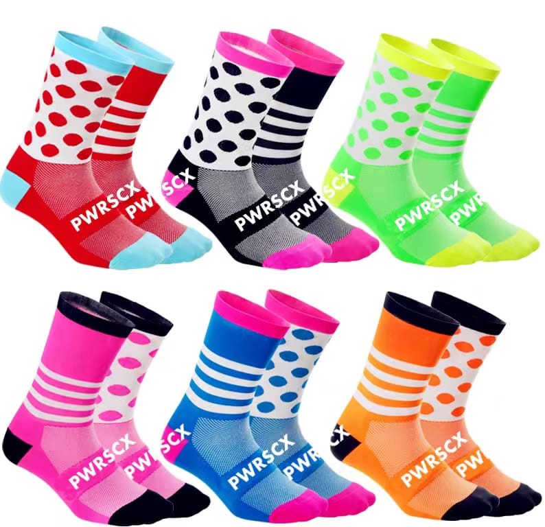 Power Socks, løpe- og sykkelsokker, Blå/hvit/rosa - Bilde 2