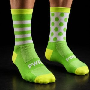Power Socks, løpe- og sykkelsokker, Grønn/hvit/gul